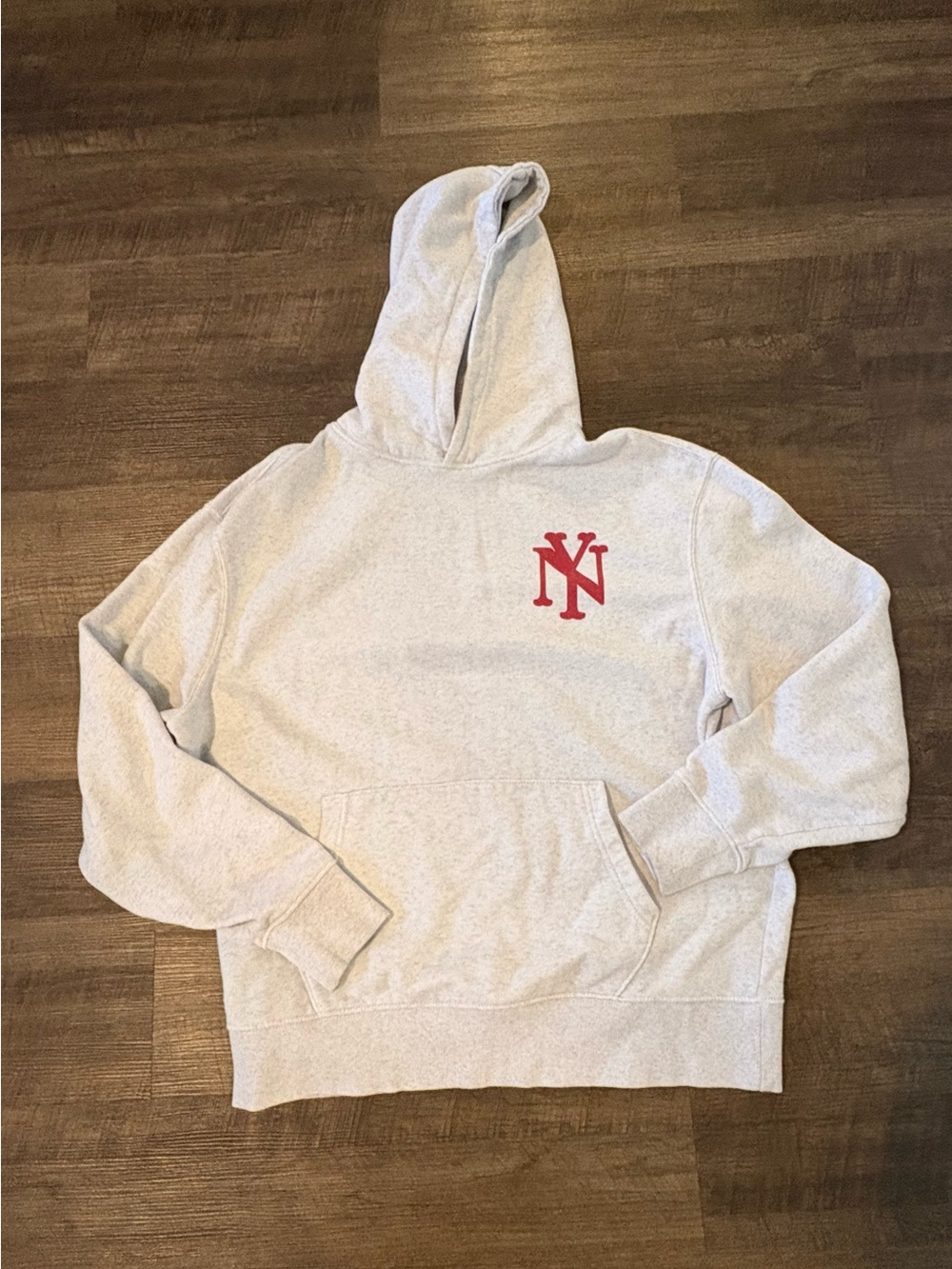 Old Navy Light Gray Hoodie with Red Chest Logo